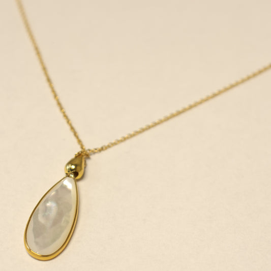 18KT geel gouden ketting met hanger met parelmoer 061964N