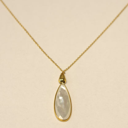 18KT geel gouden ketting met hanger met parelmoer 061964N