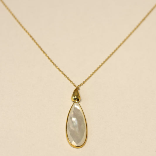 18KT geel gouden ketting met hanger met parelmoer 061964N