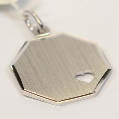 Zilveren hanger achthoekig graveerplaat met hartje 893649