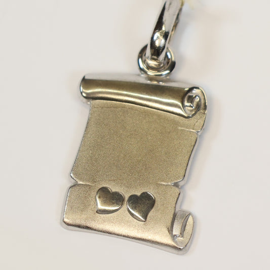 Zilveren hanger perkamentplaat met twee hartjes 516201