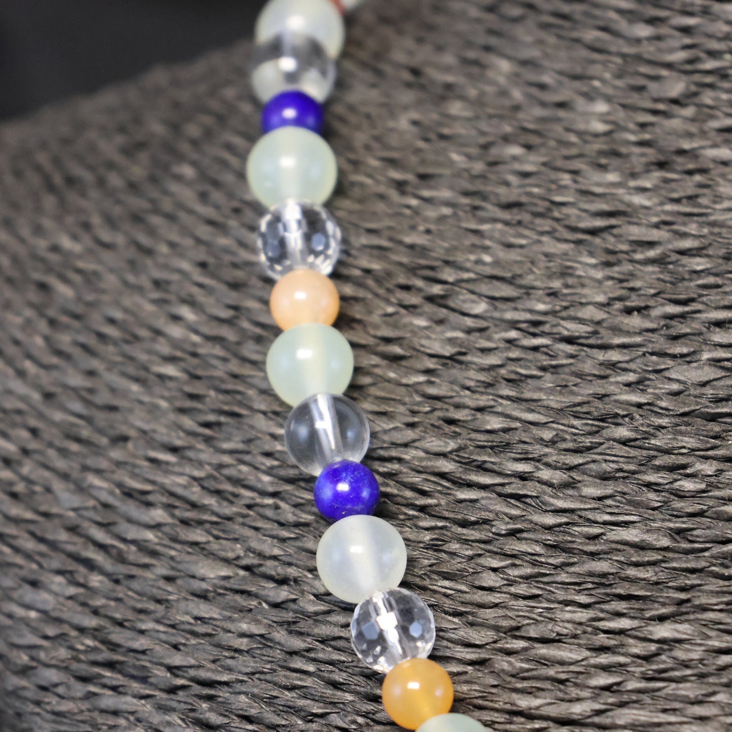Chalcedon, Bergkristal, Agaat & Lapis Lazula Halssnoer met zilveren slot