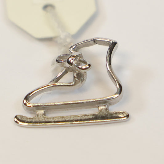 Zilveren open kunstschaats met strik hangertje