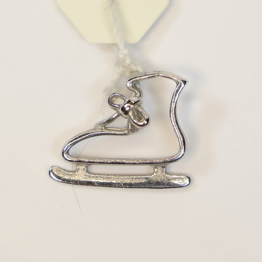 Zilveren open kunstschaats met strik hangertje
