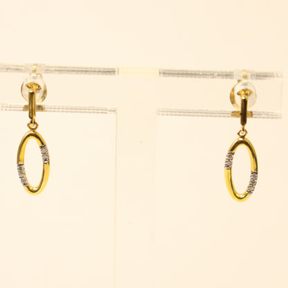 18KT gouden ovalen hangoorbellen 063076A