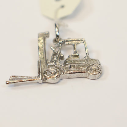 Zilveren heftruck hangertje