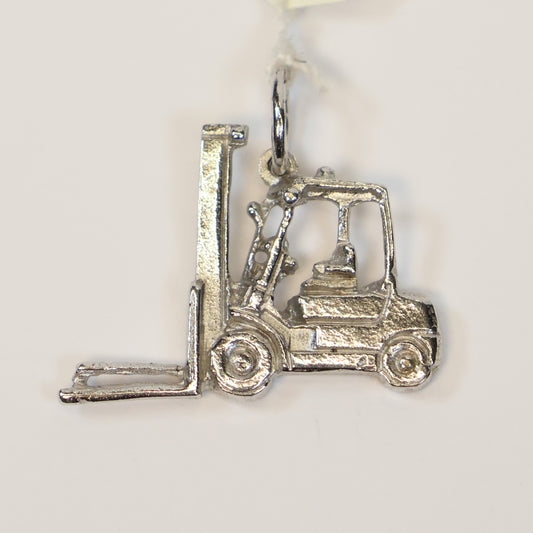 Zilveren heftruck hangertje