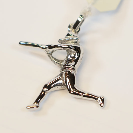 Zilveren baseball speler hangertje
