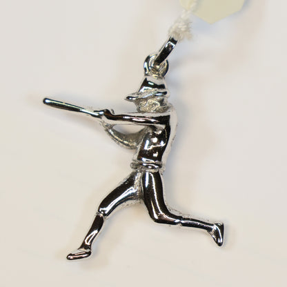 Zilveren baseball speler hangertje