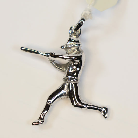 Zilveren baseball speler hangertje