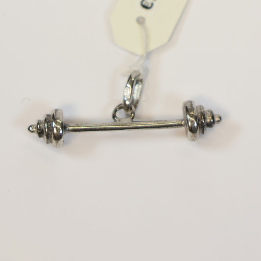 Zilveren barbell hangertje