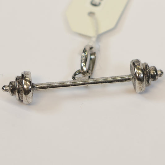 Zilveren barbell hangertje