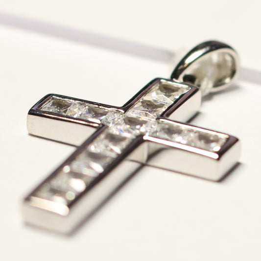 My imenso ODM zilveren stevig kruis zirconia hanger 70181101