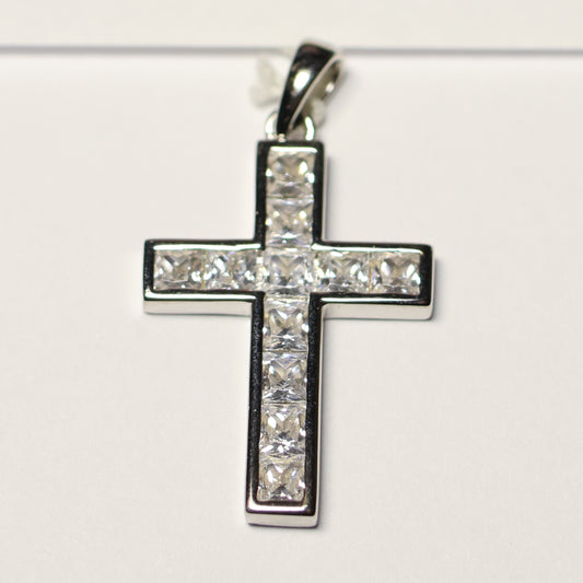My imenso ODM zilveren stevig kruis zirconia hanger 70181101
