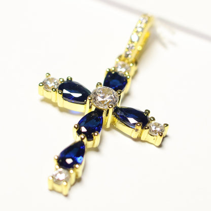 My imenso ODM verguld zilveren kruis royal blue 362895