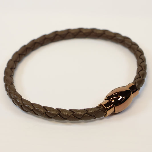 Bruine leren Armband met stalen magneetslot 767296