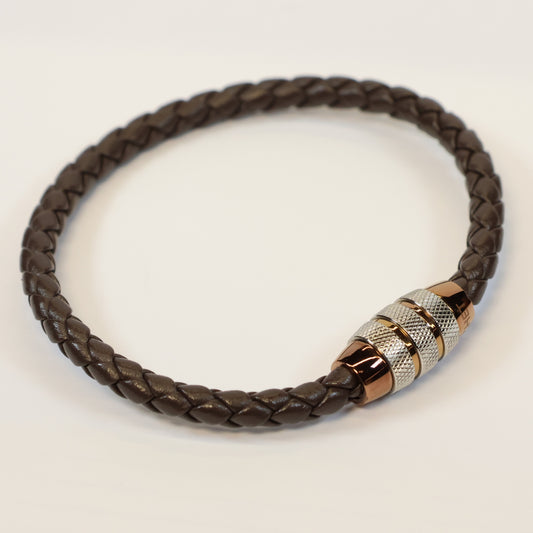 Bruine leren Armband met stalen magneetslot 540367