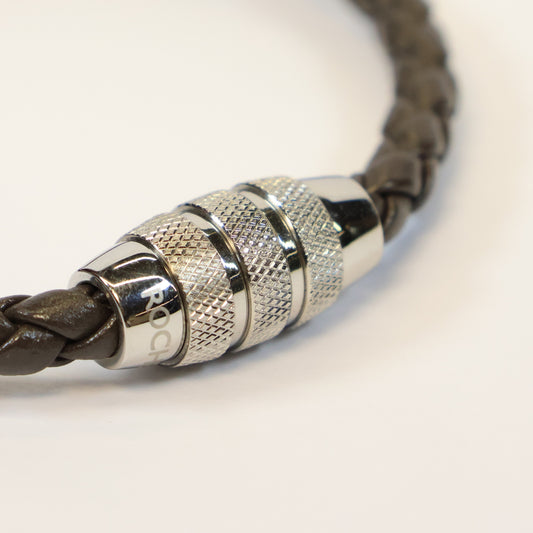 Bruine leren Armband met stalen magneetslot 894652