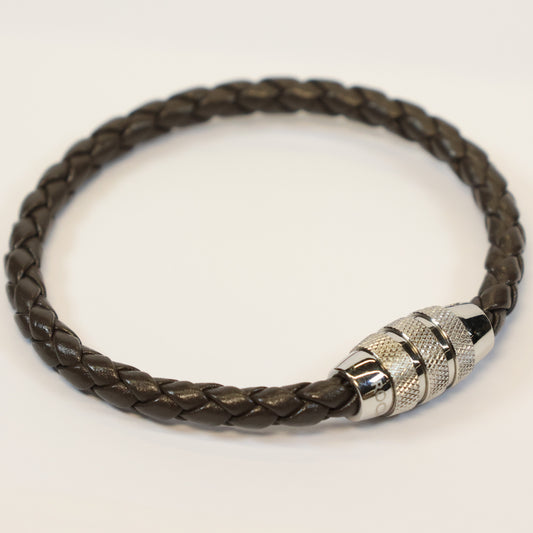 Bruine leren Armband met stalen magneetslot 894652