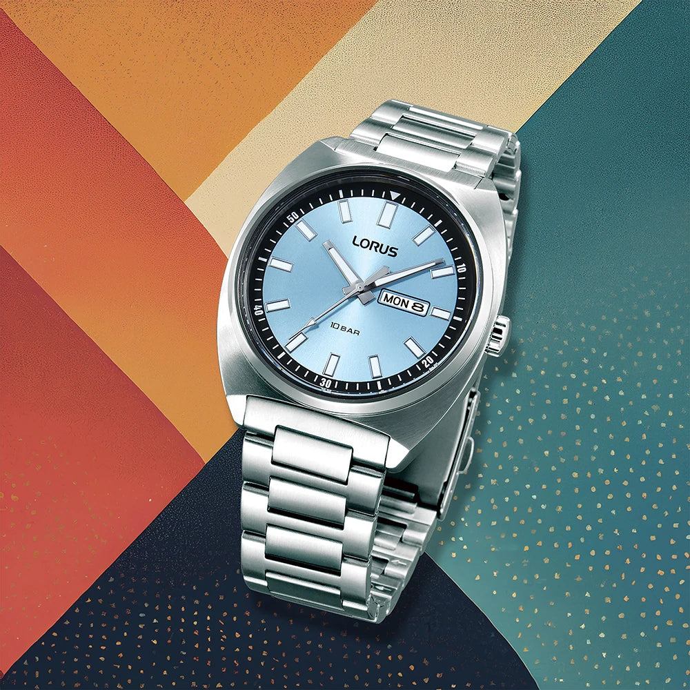 Lorus RH317BX9 herenhorloge retro blue sport dag-datum