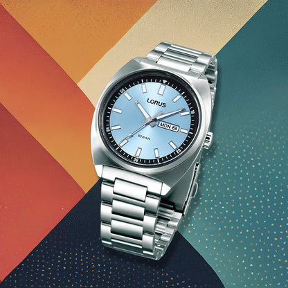 Lorus RH317BX9 herenhorloge retro blue sport dag-datum