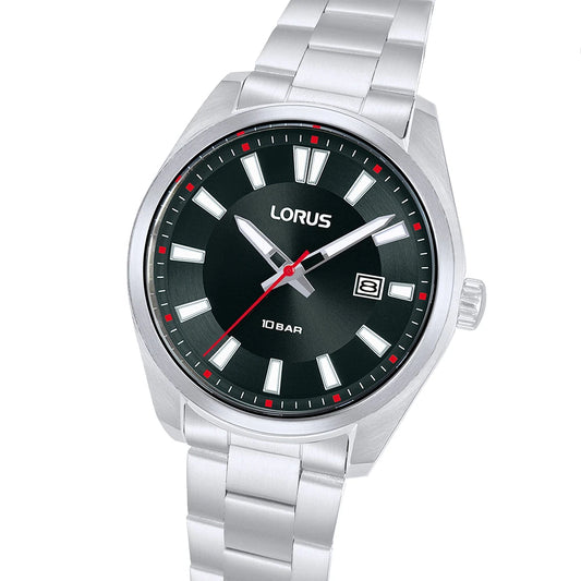 Lorus RH917SX9 horloge stalen band black dial