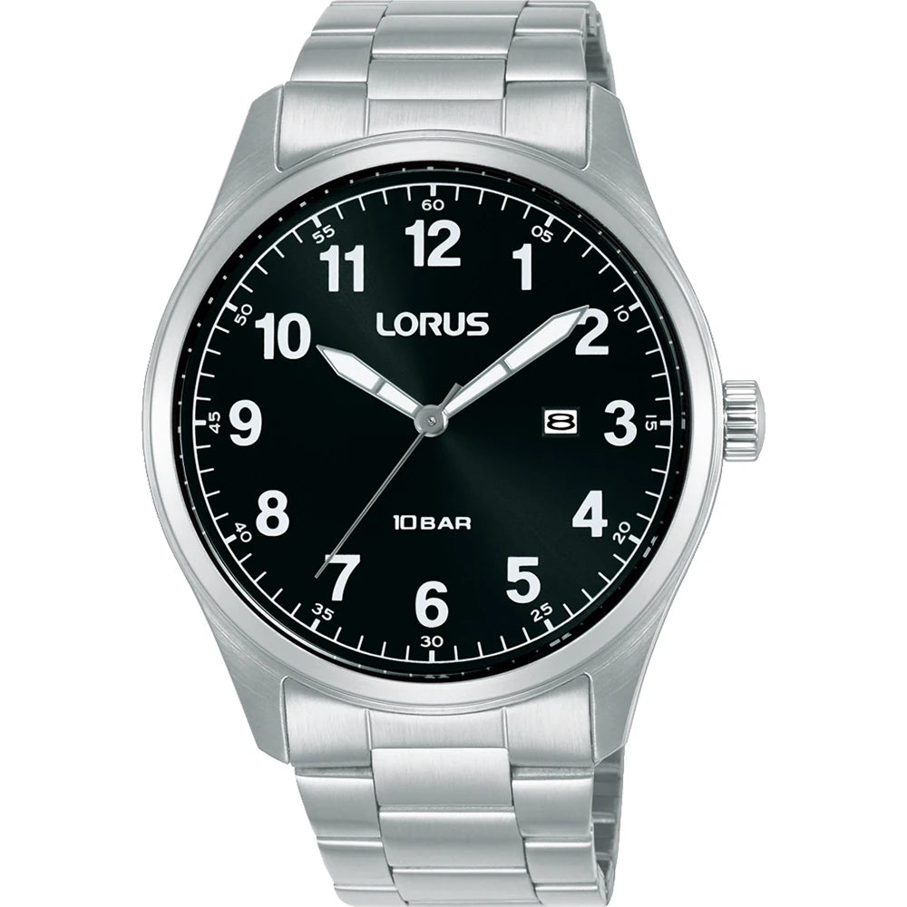 Lorus RH971SX9 horloge heren stalen band zwart duidelijke cijfers