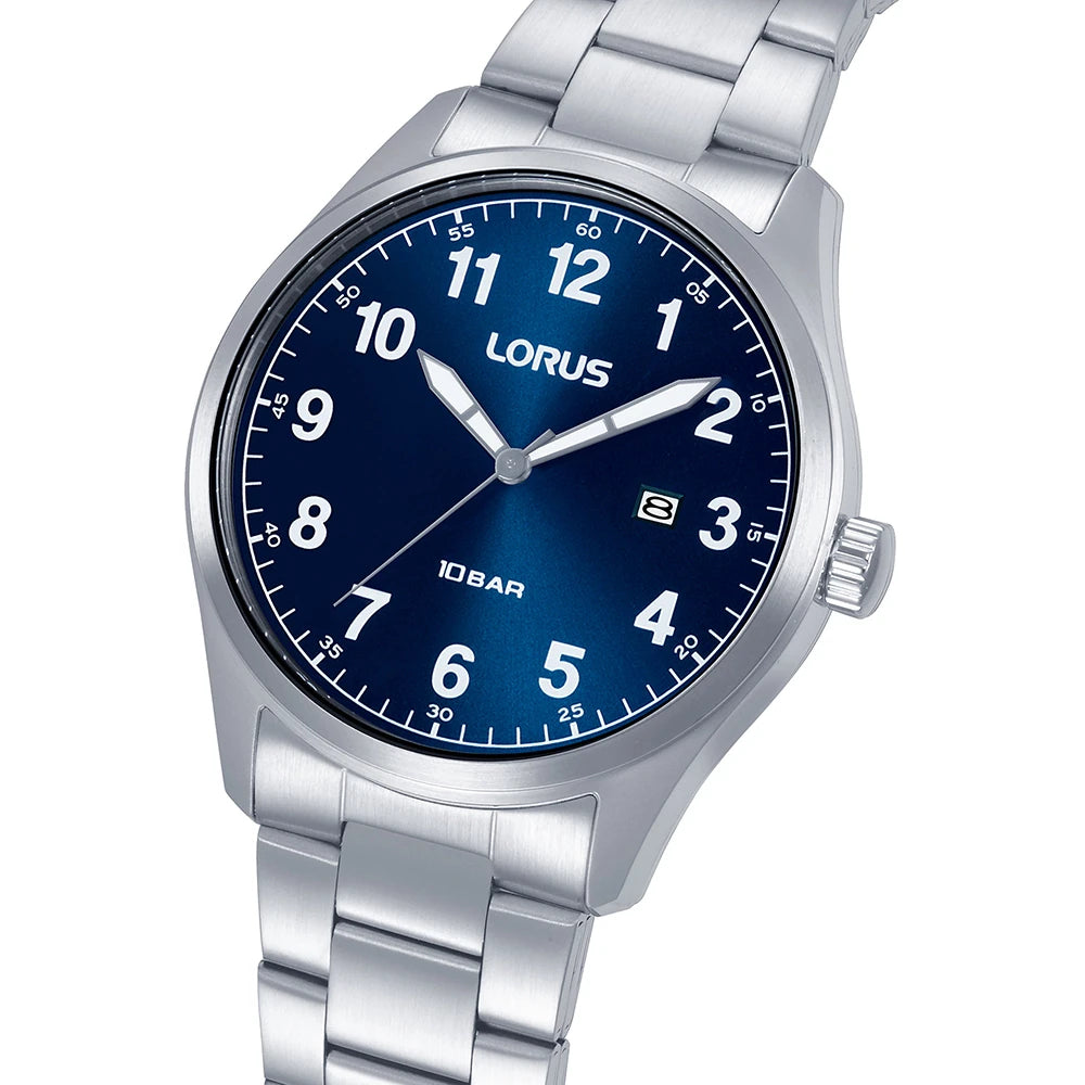 Lorus RH973SX9 horloge heren stalen band blauw duidelijke cijfers