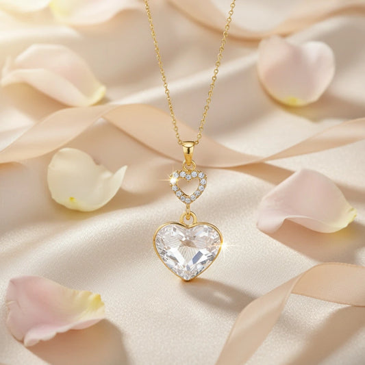 Spark Lovelight vergulde zilveren ketting met kristal hartje NCG280814C