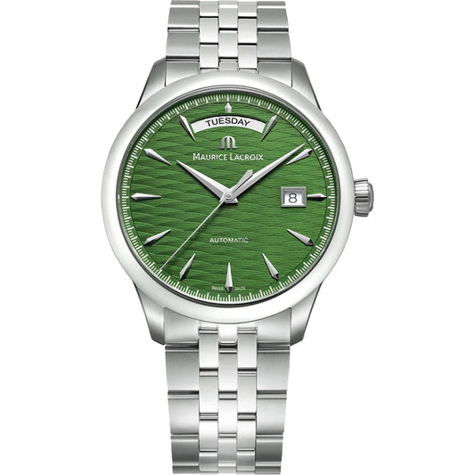 Maurice Lacroix horloge 1975 Automatic Day/Date 40mm limited edition 756058-SS002-630-1 stalen band groene wijzerplaat