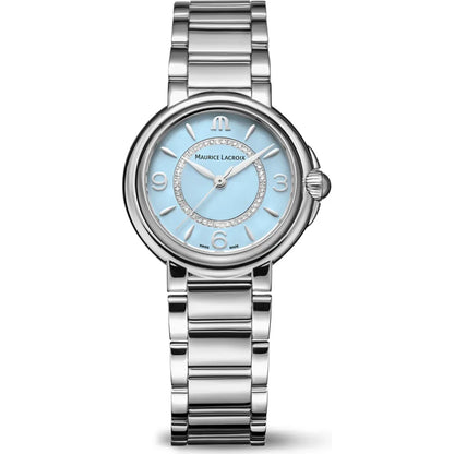Maurice Lacroix FIABA Date 32mm diamonds special edition FA1104-SS002-E20-1 licht blauwe wijzerplaat