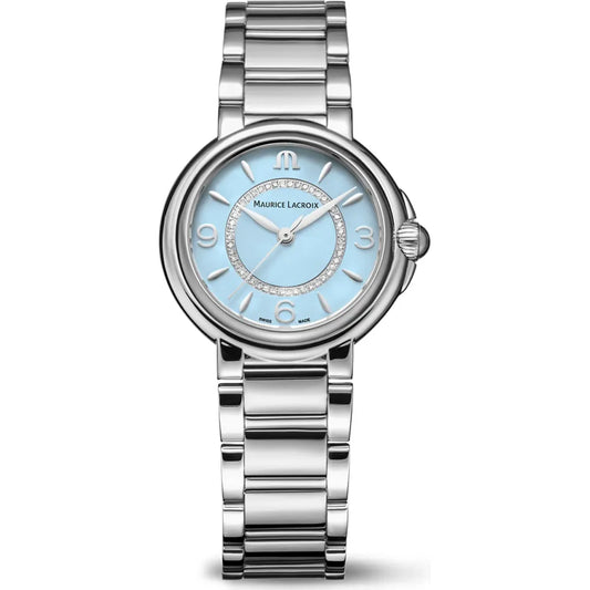 Maurice Lacroix FIABA Date 32mm diamonds special edition FA1104-SS002-E20-1 licht blauwe wijzerplaat
