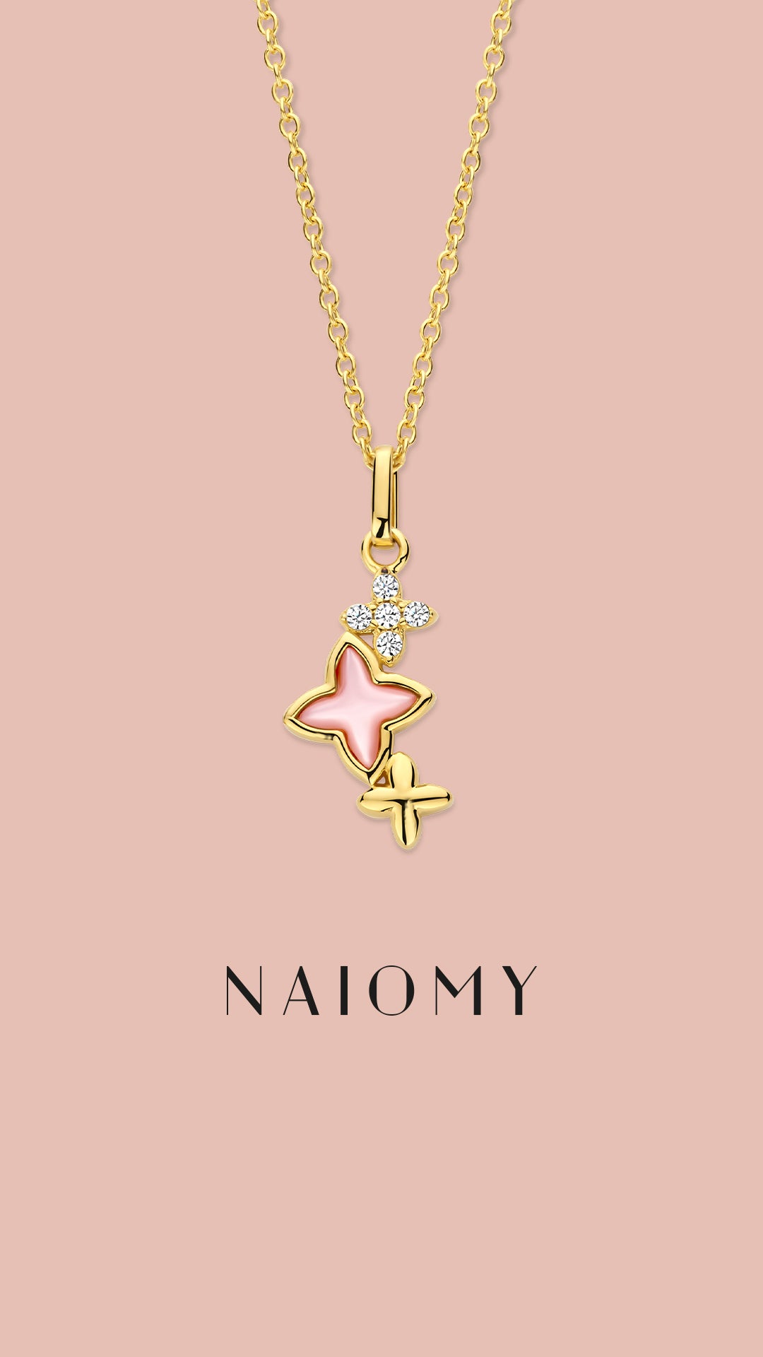 Naiomy zilveren ketting met sterretjes hanger N5G52