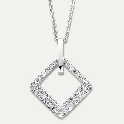 Naiomy zilveren ketting met vierkante hanger N5K64