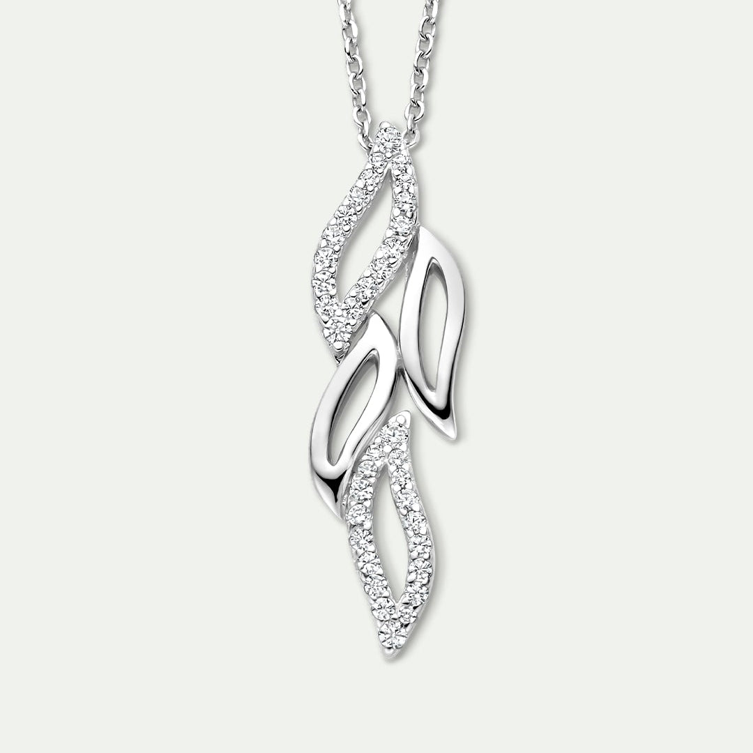 Naiomy zilveren gala ketting met bladjes N5K70