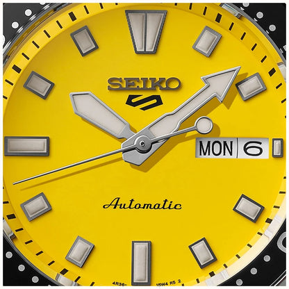 Seiko 5 Sports SRPL87K1 gele wijzerplaat horloge