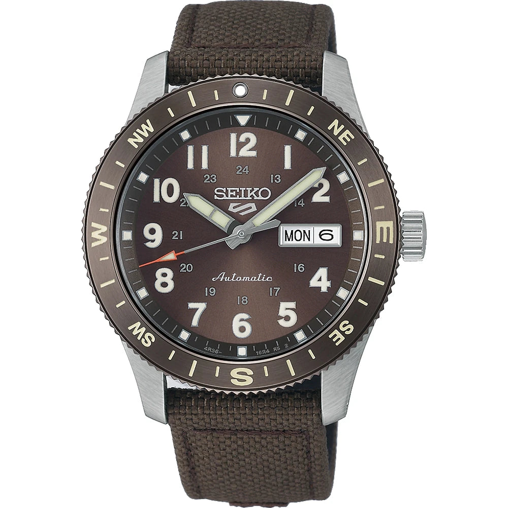 Seiko 5 Sports HDB009K1 horloge Arabische cijfers bruin