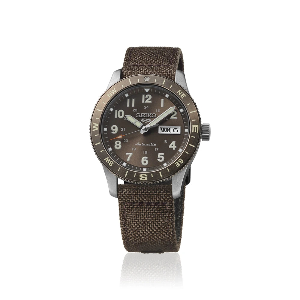 Seiko 5 Sports HDB009K1 horloge Arabische cijfers bruin