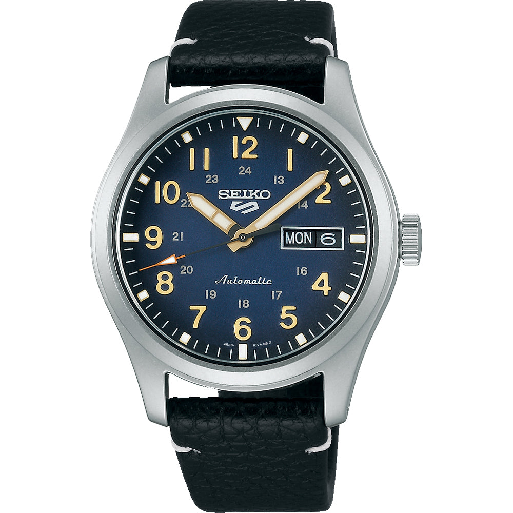 Seiko 5 Sports SRPG39K1 horloge automatic leren band blue dial