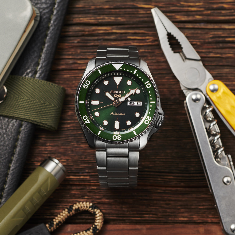 Seiko 5 Sports SRPD63K1 groen & rosé wijzerplaat Herenhorloge