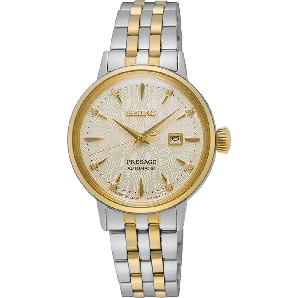 Seiko Presage horloge SRE010J1 automatic dames bicolor diamant