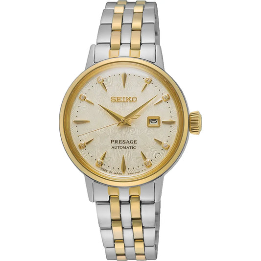 Seiko Presage horloge SRE010J1 automatic dames bicolor diamant