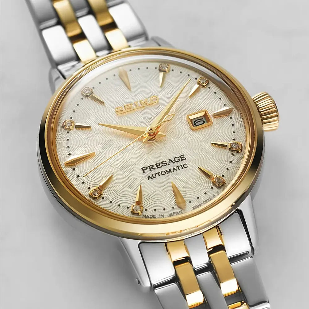 Seiko Presage horloge SRE010J1 automatic dames bicolor diamant