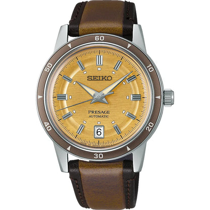 Seiko Presage herenhorloge SRPL75J1 automatic retro leren band