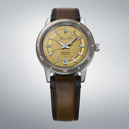 Seiko Presage herenhorloge SRPL75J1 automatic retro leren band