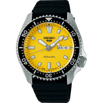 Seiko 5 Sports SRPL87K1 gele wijzerplaat horloge