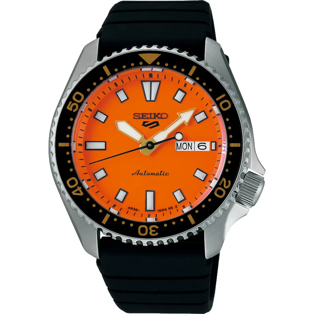 Seiko 5 Sports SRPL89K1 oranje wijzerplaat horloge