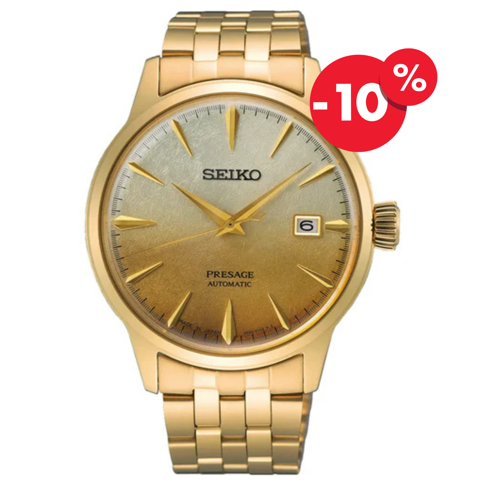 Seiko Presage horloge SRPK46J1 automatic heren goud